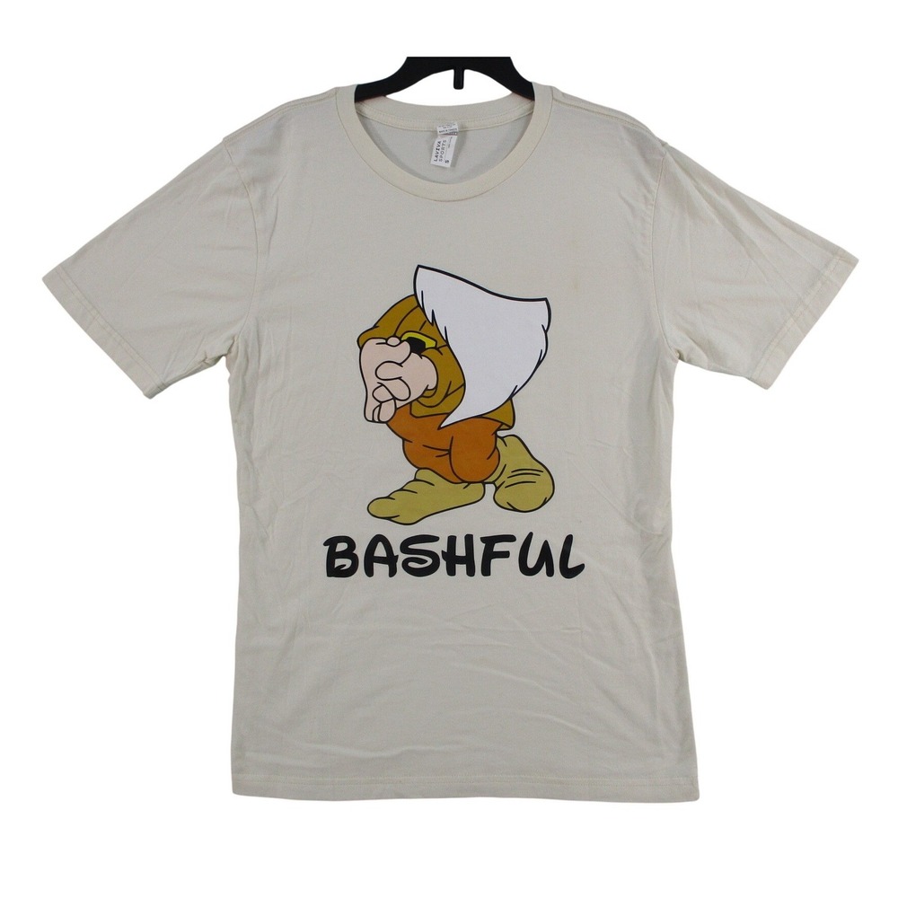 Laviva Sports Bashful Snow White Seven Dwarfs Graphic T-Shirt Cream Small